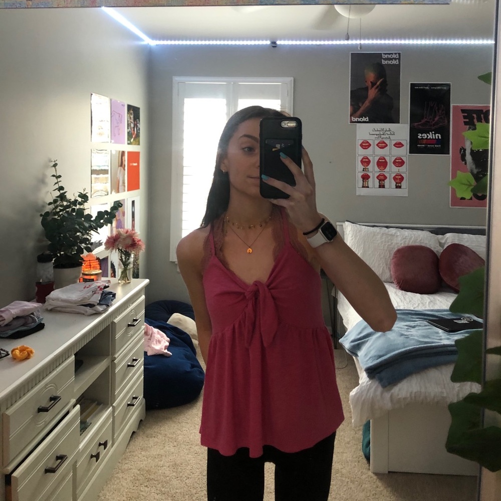 mission tie front tank top